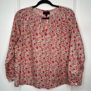 J. Crew with Liberty London smocked collar cotton blouse.